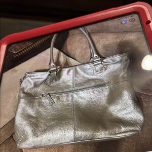 Chic Metallic Leather Tote Bag